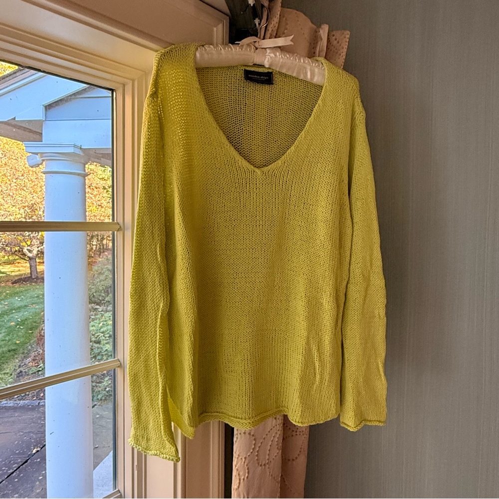 Wooden Ships Lime Green Soft Lightweight Knot Sweater